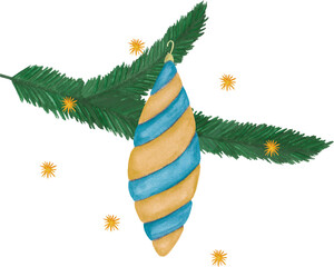 christmas tree branch with toy