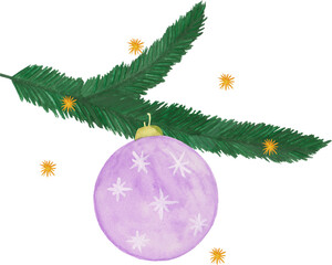 christmas tree branch with balls