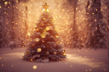 Abstract fantasy festive christmas tree background header wallpaper background.