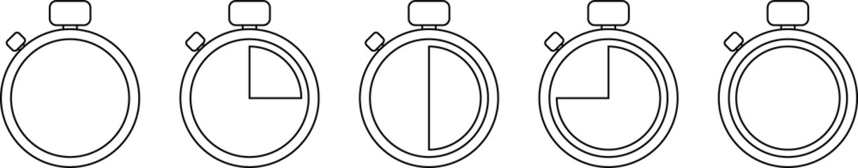 Set of Timer vector icon. Stopwatch symbol. PNG countdown circle clock counter timer. Fast time icon.