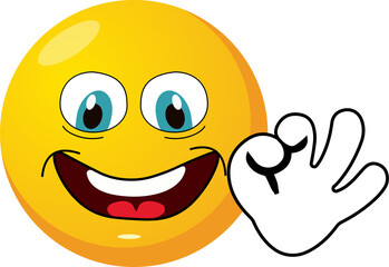 Fototapeta premium Funny emotions. Joy on the face. Good cartoon face. PNG