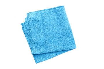 Folded blue rag for housework with soft texture on transparent surface, PNG - 542711702