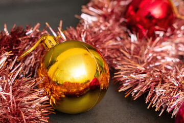 Golden Christmas ball for decoration on the Christmas tree