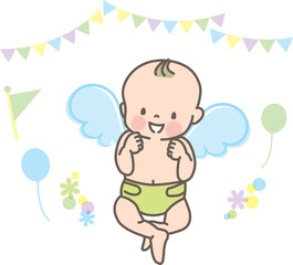 天使の赤ちゃんのイラスト素材_全身