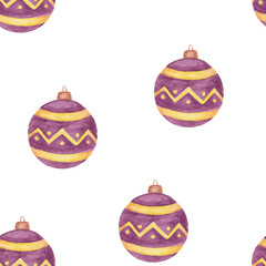 red Christmas balls decoration pattern with golden lines 