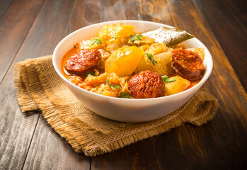 Repollo con patatas y chorizo