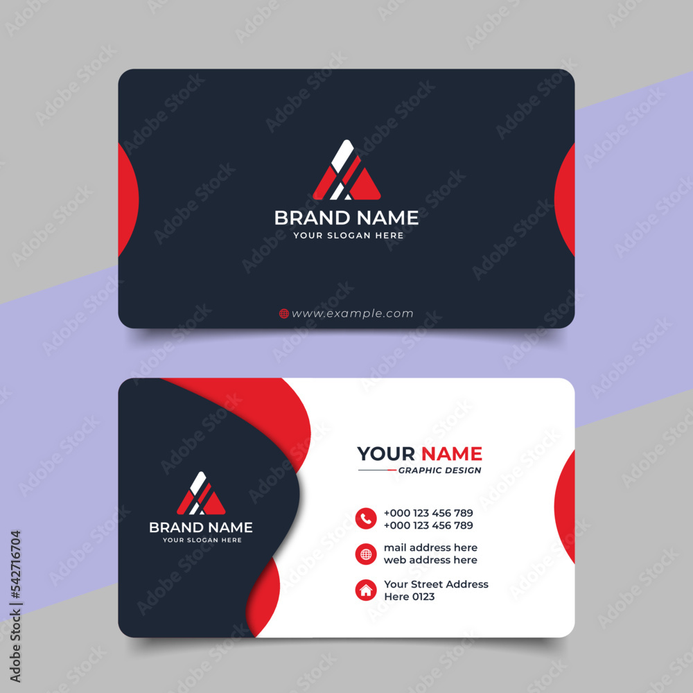 Wall mural red modern creative business card and name card horizontal simple clean template vector design