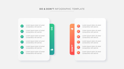 Circle Round Dos and Don'ts, Pros and Cons, VS, Versus Comparison Infographic Design Template - obrazy, fototapety, plakaty