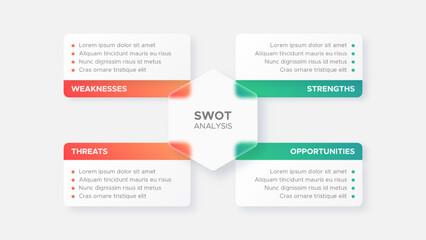 Four 4 Steps Options Circle Business Infographic SWOT Analysis Design Template