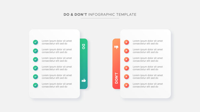 Circle Round Dos and Don'ts, Pros and Cons, VS, Versus Comparison Infographic Design Template