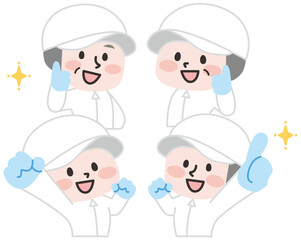  やる気をみせる白衣のスタッフたち 