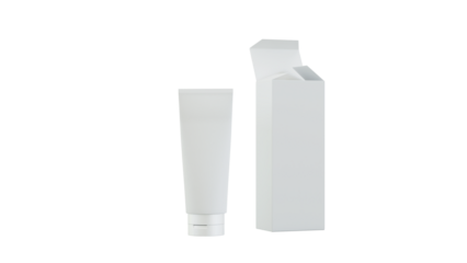 Cosmetic tube and packaging box realistic model for mockups