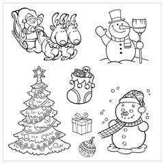 set of christmas elements