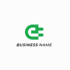 logo creative letter E and electric plug