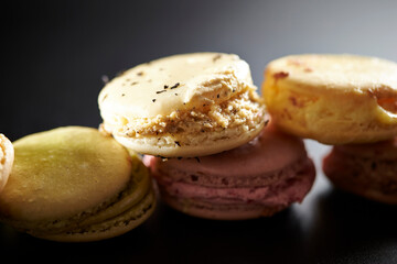 Macaroons on a dark background