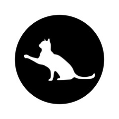 Black Cat Silhouette on White Background color editable