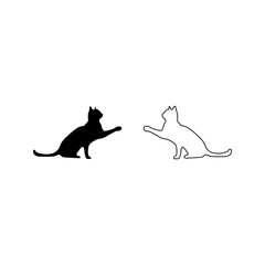 Black Cat Silhouette on White Background color editable