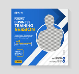 Online corporate business training session square flyer or instagram banner social media post