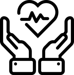 Heartbeat line heart cardio icon. Heart in hand