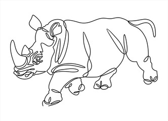 Continuous line drawing of rhino.