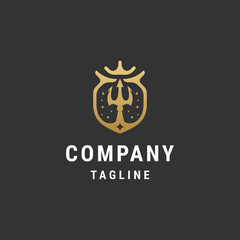 Royal trident logo design template flat vector - obrazy, fototapety, plakaty