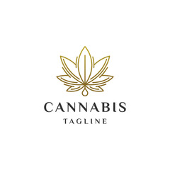 Cannabis line logo design template flat vector