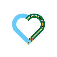 friendship concept. heart ribbon icon of saint lucia and dominica flags. vector illustration isolated on white background