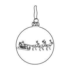 A continuous drawing of a Christmas ball with one line, a vector minimalist linear illustration made of this single line, design elements of the New Year and Merry Christmas.
