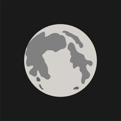 Full moon in the night sky, flat illustration. Clipart, hand-drawn cartoon.