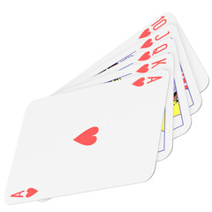 3d rendering illustration of an heart royal flush