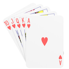 3d rendering illustration of an heart royal flush