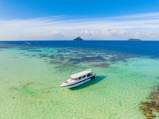 Aerial view of Laem Tong Beach or Laemtong bay in koh Phi Phi, Krabi, Thailand