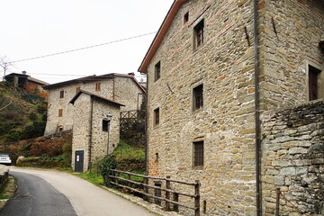 Glimpse of the ancient medieval village of Raggiolo, Tuscany, Italy