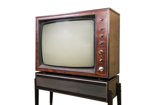 Old vintage TV. Side view.