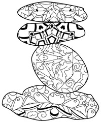 Vector Illustration of balance made of decorative stones for coloring pages.