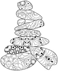 Vector Illustration of balance made of decorative stones for coloring pages.