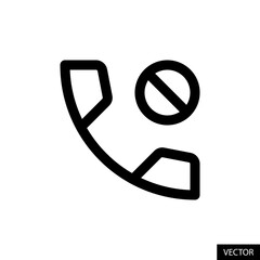 Block call vector icon in line style design for website, app, UI, isolated on white background. Editable stroke. Vector illustration.