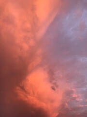 Pink evening clouds for the background