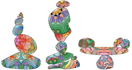 Fototapeta na wymiar Vector Illustration of balance made of colored stones.