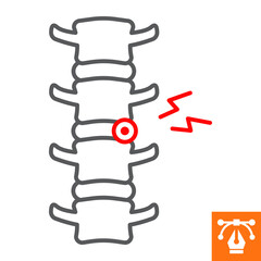 Intervertebral hernia line icon, outline style icon for web site or mobile app, orthopedic and traumatology, herniated disc vector icon, simple vector illustration, vector graphics.