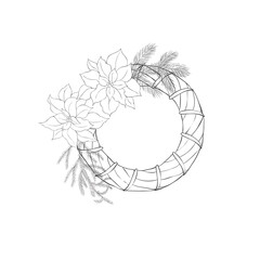 Christmas Wreaths and Frames with Florals. Vector