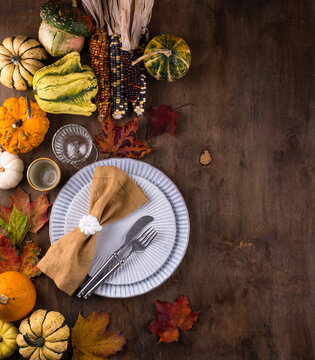 Autumn fall Thanksgiving table setting