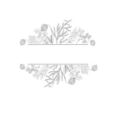 Christmas Frame with Winter Plants. Vector
