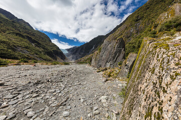river bed at the end end of glacier, New Zealand