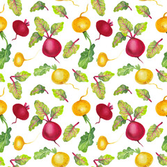 Watercolor seamless pattern with vegetables. Transparent layer.