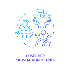 Customer satisfaction metrics blue gradient concept icon. Find clients experience. Assess company reputation abstract idea thin line illustration. Isolated outline drawing. Myriad Pro-Bold font used