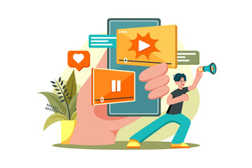 Video Marketing Illustration concept on white background