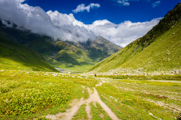 Beautiful landscape of Pin Bhabha pass trek. It is a high mountain pass (elevation 4,890 metres)...