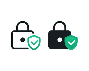 Padlock  with shield icon. Defense key. Illustration vector