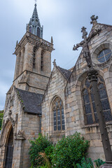 Fototapeta na wymiar Saint Melaine church, flamboyant gothic style, town of Morlaix, Finistère department, Brittany, France 13.09.2022